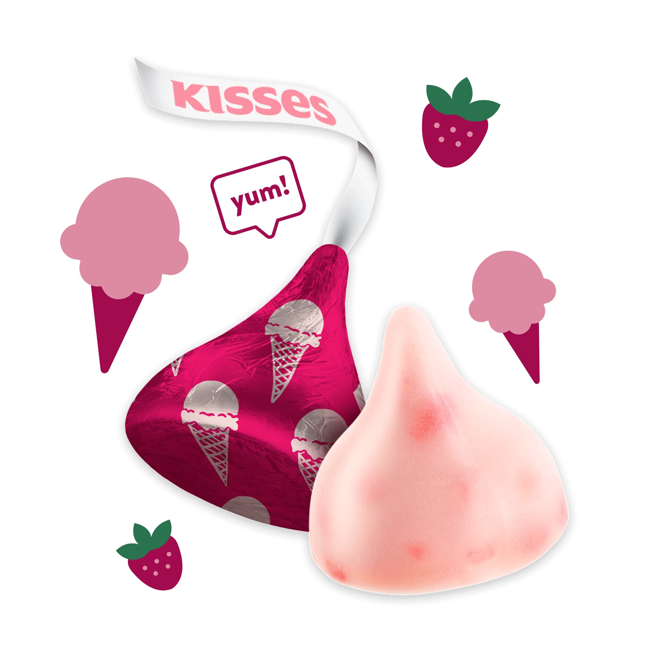 strawberry ice cream cone hersheys kisses