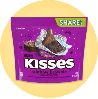 HERSHEY'S KISSES Rainbow Brownie Candy, 9 oz bag