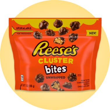 REESE'S Cluster Bites Peanut Butter, Caramel and Peanuts Candy, 7 oz bag