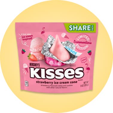 HERSHEY'S KISSES Strawberry Ice Cream Cone Candy, 9 oz bag